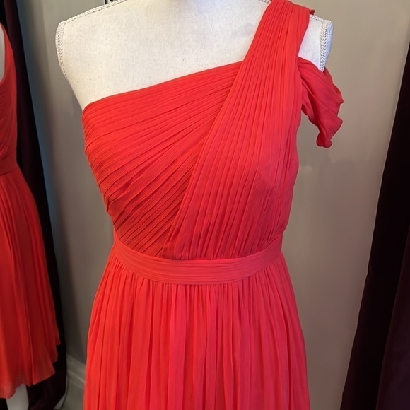 JCrew Cara Silk Chiffon Melon One Shoulder Dress Size 4 - Picture 2 of 12